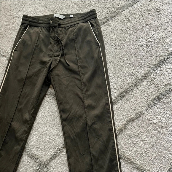 Vince wool pull on trouser pants casual stripe pull on drawstring green small - Picture 5 of 12